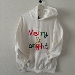 White Hoodie with Merry & Bright